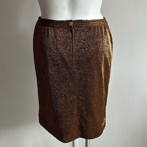 Glittery Brown/Copper Skirt, Size 16, Carmen Marc Valvo - Picture 6 of 9